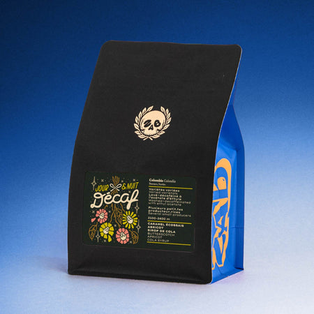 Sac de café décaféiné Colombie Buesaco 300 g, étiquette Zab
